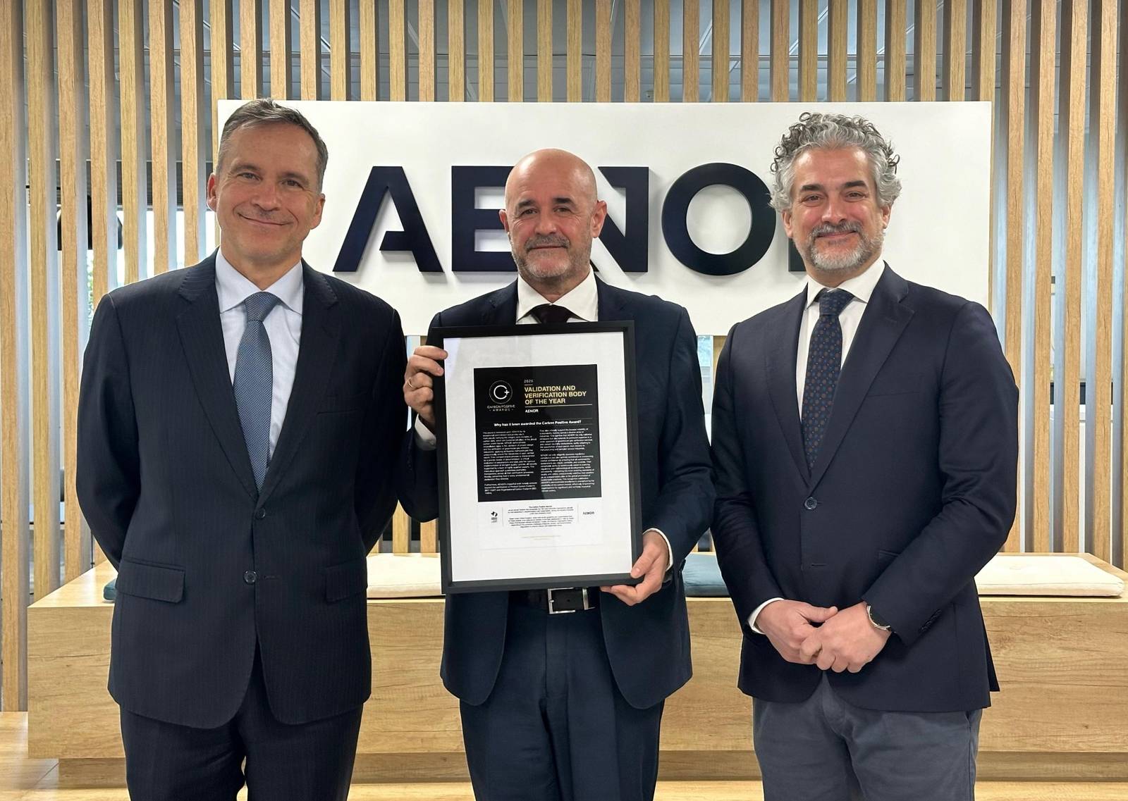 AENOR, compañía líder en generación de confianza, ha sido reconocida como ‘Entidad de Validación y Verificación del Año’