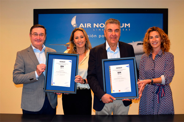 Air Nostrum ha reforzado su compromiso de transparencia, buenas prácticas y ética empresarial al convertirse en la primera compañía aérea en obtener las certificaciones de Compliance penal (UNE 19601) y de Compliance Tributario (UNE 19602)