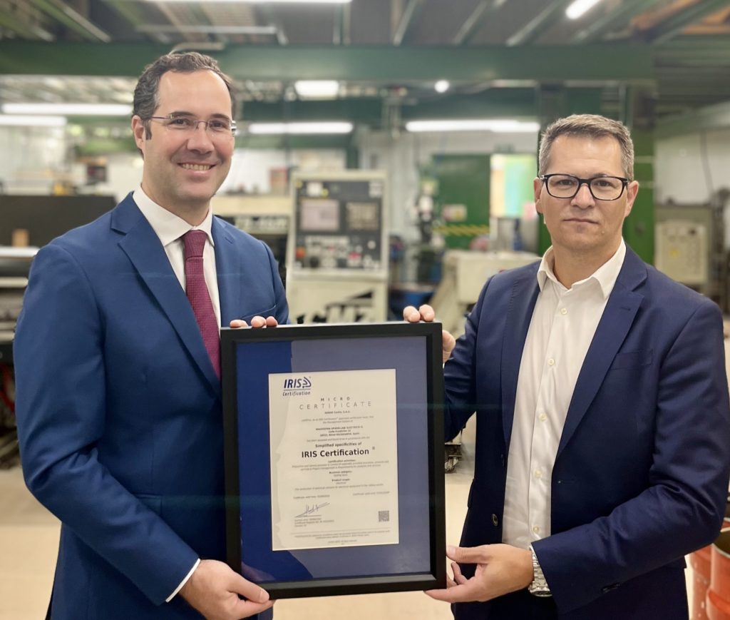 Obtiene la certificación IRIS para la producción de contactos eléctricos ferroviarios