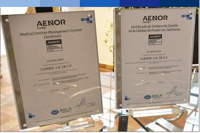 11 de enero de 2024, Ciudad de México. En un logro trascendental para la empresa CLEMDE S.A de C.V., AENOR México ha entregado el primer certificado de "Gestión de la calidad en productos sanitarios ISO 13485".